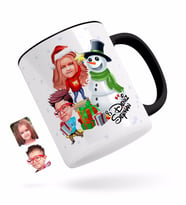 BK Gift Kişiye Özel Yeni Yıl Kız Kardeş ve Erkek Kardeş Karikatürlü Siyah Kupa Bardak-1