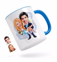 BK Gift Kişiye Özel Evleniyoruz Karikatürlü Mavi Kupa Bardak-4
