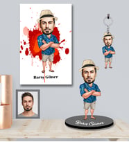 Kişiye Özel Erkek Karikatürlü 3 lü Hediye Seti Model-9