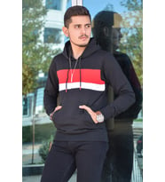 Erkek Kapüşonlu Uzun Kollu Kanguru Cepli Sweatshirt 20K-5200395-01 Siyah