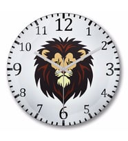 Lion Head Mascot Logo Duvar Saati Bombeli Gercek Cam