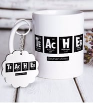 BK Gift Kişiye Özel Öğretmen Beyaz Kupa ve Anahtarlık Hediye Seti-2 (Model 1)