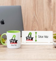 Fizik Mühendisi Yeşil Kupa Bardak Ve Masa İsimliği Hediye Seti