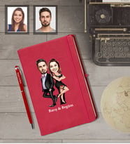 Kişiye Özel Sevgili Karikatürlü Kırmızı Defter Kalem Hediye Seti Model 12
