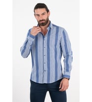 ECER ÇİZGİLİ REGULAR FİT GÖMLEK (Lacivert)