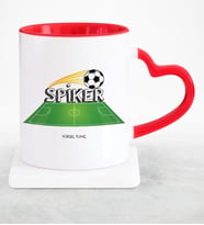 BK Gift Kişiye Özel Mesleki Spiker Kırmızı Kalpli Kupa Bardak