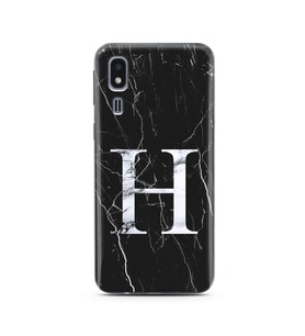 Samsung A2 Core Siyah Mermer Harf Tasarımlı Telefon Kılıfı H-Harfi 