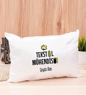 Tekstil Mühendisi Dikdörtgen Saten Yastık (Beyaz)