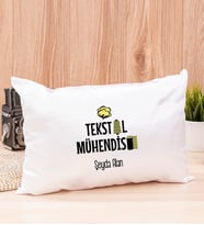 Tekstil Mühendisi Dikdörtgen Saten Yastık (Beyaz)