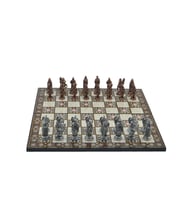 Gifthome Metal Satranç Takımı/Seti;Battal,Osmanlı&Bizans,Antik, Kat.Sedef Desenli Satranç Tahtası