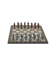 Gifthome Metal Satranç Takımı/Seti;Battal,Osmanlı&Bizans,Antik, Kat.Sedef Desenli Satranç Tahtası (Çok Renkli)