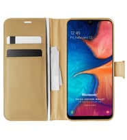 Microsonic Samsung Galaxy A20 Kılıf Delux Leather Wallet Gold