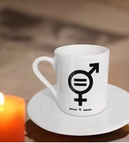 BK Gift Kişiye Özel Kadın ve Erkek İcon Türk Kahvesi Fincanı-1 (Beyaz)