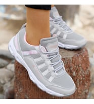 WICKERS KADIN GRİ RENK LASTIKLI FILELI SNEAKER SPOR AYAKKABI