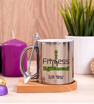 Fitness Eğitmeni Ahşap Altlıklı Silver Kupa Bardak