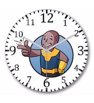 Fallout Vault Boy Thanos Duvar Saati Bombeli Gercek Cam