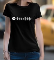 BK Gift Kişiye Özel Spotify Barkodlu Kadın Siyah Tişört-1