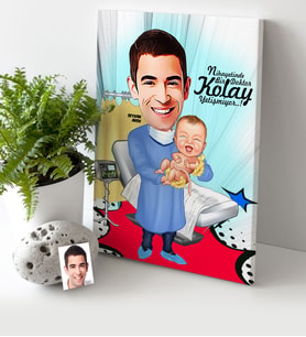 BK Gift Kişiye Özel Bay Ebe Karikatür Kanvas Tablo 30x50cm 1