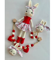 Amigurumi Organik Kırmızı Bebek Seti (Krem)