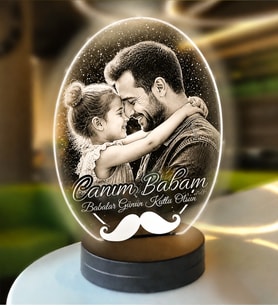 Kişiye Özel Oval Fotoğraflı 3D Model Led Gece Lamba (Beyaz)