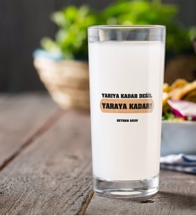 BK Gift Kişiye Özel Renkli Baskılı Yarıya Kadar Değil Yaraya Kadar Rakı Bardağı-1 (Beyaz)