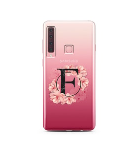 Pembe Çiçekli Harf Tasarım Süper Şeffaf Silikon Telefon Kılıfı Samsung A9 (2018)
