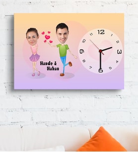 BK Gift Kişiye Özel Karikatür Ahşap Duvar Saati 45x31 Cm 4