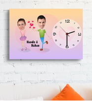 BK Gift Kişiye Özel Karikatür Ahşap Duvar Saati 45x31 Cm 4
