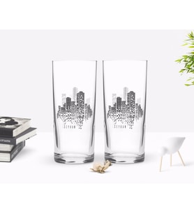 BK Gift Kişiye Özel Renkli Baskılı City Tasarımlı İkili Rakı Bardağı Seti-1 (Beyaz)