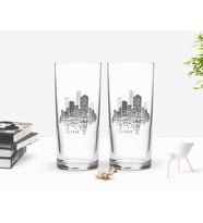 BK Gift Kişiye Özel Renkli Baskılı City Tasarımlı İkili Rakı Bardağı Seti-1 (Beyaz)
