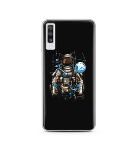 Uzay Astronot Tasarım Süper Şeffaf Silikon Telefon Kılıfı Samsung A70