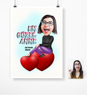 BK Gift Kişiye Özel En Güzel Anne Karikatür Afiş Poster 50 X 70 Cm