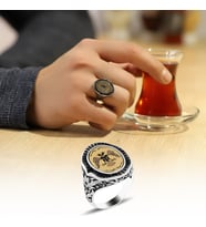 Selçuklu Kartalı Figürlü Selçuklu İşlemeli Gümüş Yüzük