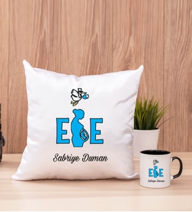 Ebe Kare Yastık ve Siyah Kupa Bardak