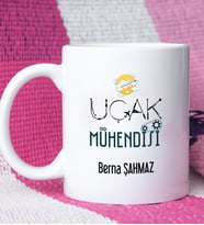 Uçak Mühendisi Tasarımlı Kişiye Özel Uçak Mühendisi Kupa Bardak