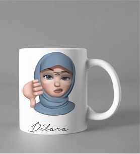 Emoji Kız Tesettürlü Stiker Kupası Kişiye Özel