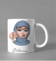 Emoji Kız Tesettürlü Stiker Kupası Kişiye Özel