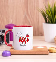 Aşçı Ahşap Altlıklı Mumlu Kırmızı Kupa Bardak