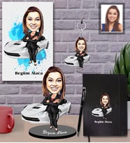Kişiye Özel Patron Karikatürlü 5 li Hediye Seti Bayan-10