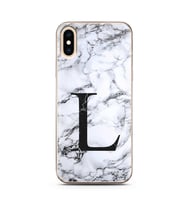 Iphone Xs Beyaz Mermer Harf Tasarımlı Telefon Kılıfı L-Harfi 