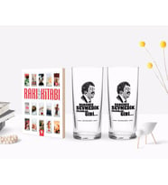 BK Gift Kişiye Özel Renkli Baskılı Hangimiz Sevmedik Çılgınlar Gibi Silüet Tasarımlı İkili Rakı Bardağı ve Rakı Cep Kitabı Hediye Seti-6 (Model 1)