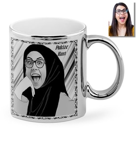 BK Gift Kişiye Özel Türbanlı Karikatürlü Krom Kupa Bardak 40766