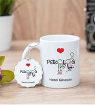 Psikolog Beyaz Kupa Bardak Ve Anahtarlık Set