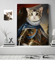 BK Gift Kişiye Özel Evcil Dost Orta Çağ Kralı Kedi Pet Kanvas Tablo (50x70cm.) 1