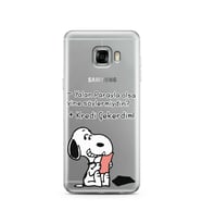 Snoopy Tasarımlı Süper Şeffaf Silikon Telefon Kılıfı Samsung C5  