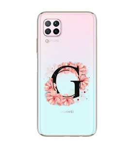 Pembe Çiçekli Harf Tasarım Süper Şeffaf Silikon Telefon Kılıfı Huawei P40 Lite G