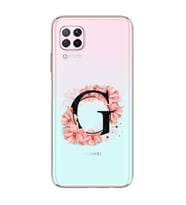 Pembe Çiçekli Harf Tasarım Süper Şeffaf Silikon Telefon Kılıfı Huawei P40 Lite G