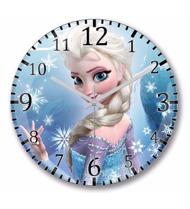 Frozen Elsa Duvar Saati Bombeli Gercek Cam
