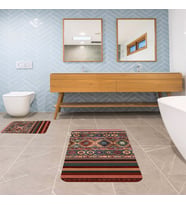 Banyo Halısı Ikili Klozet Takımı Kaymaz Tabanlı Banyo Paspas Takımı (Kahverengi Açık)