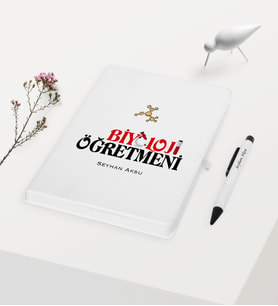 BK Gift Kişiye Özel Biyoloji Öğretmeni Temalı Beyaz Defter Kalem Hediye Seti - 1